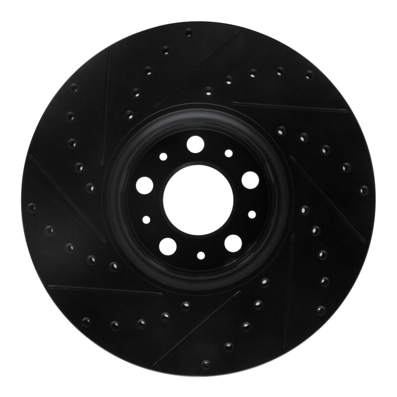 Volvo XC90 Brake Rotor (1) - Front Right - R1 Concepts - Drilled & Slotted - Black - `03-`14